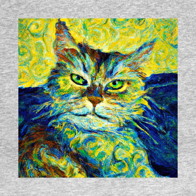 Cat Portrait in the Style of Van Gogh by Star Scrunch